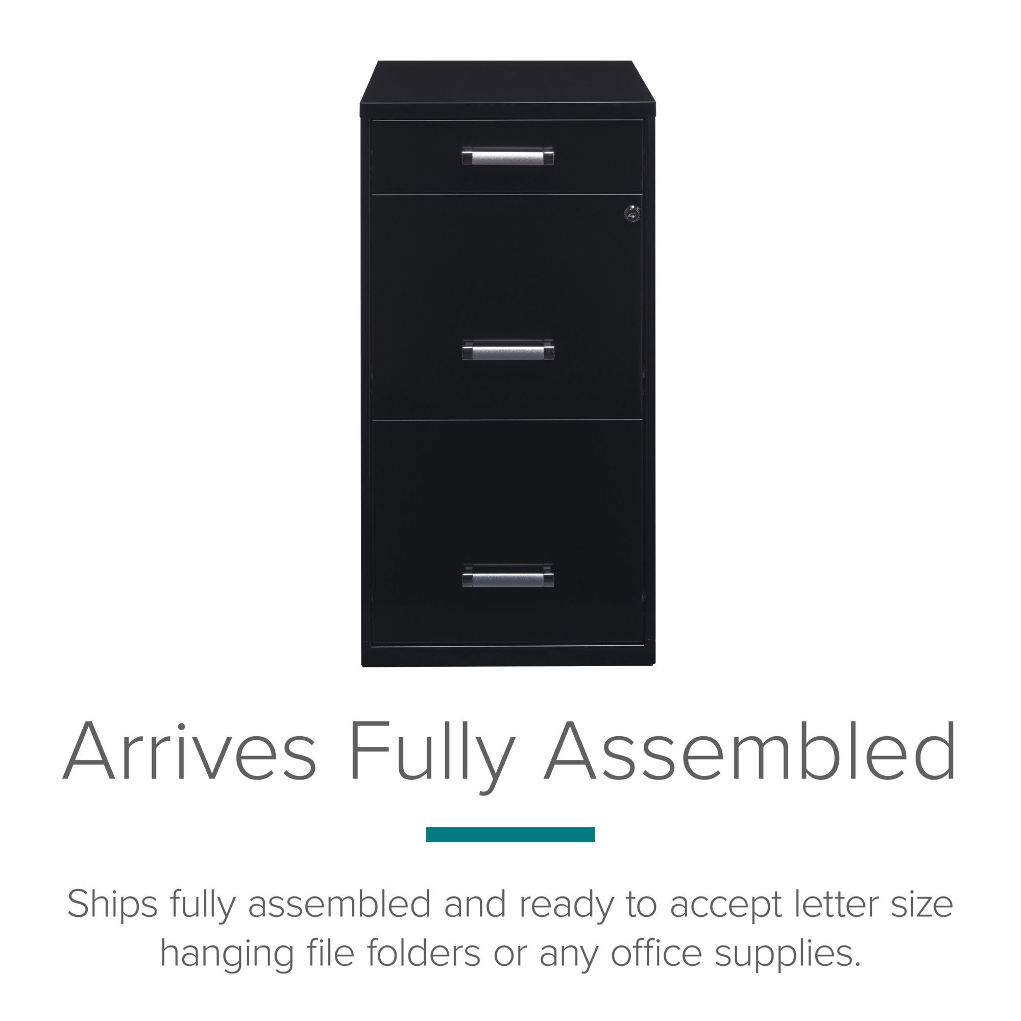 Hirsh Industries, 3 Drawer Letter Width File Cabinet, Pencil Drawer, Width 14.25 in, Depth 18 in, Height 27.32 in, Model# 20990